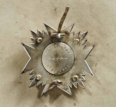 Order of the Württemberg Crown, Civil Division, I Class Commander Breast Star Reverse