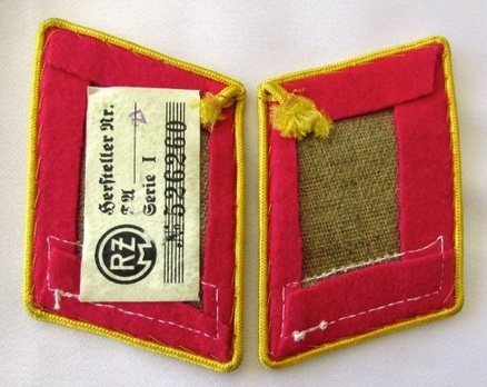 NSDAP Mitarbeiter Type III Reich Level Collar Tabs Reverse