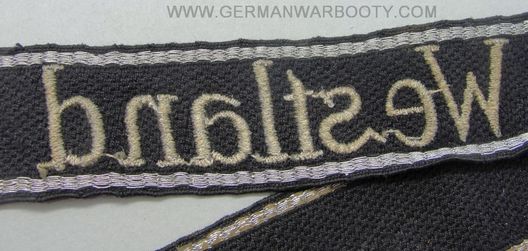 Waffen-SS Westland NCO/EM's Cuff Title (RZM machine-embroidered version) Reverse