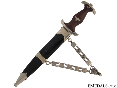 NSKK M36 Chained Service Dagger by F. Herder Obverse in Scabbard