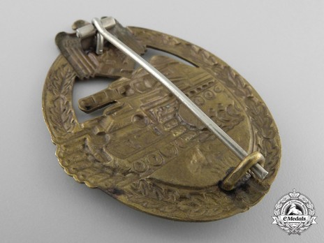 Panzer Assault Badge, in Bronze, by B. H. Mayer Reverse