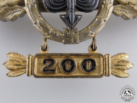 Long-Range Day Fighter Clasp, in Gold (with "200" pendant) Detail