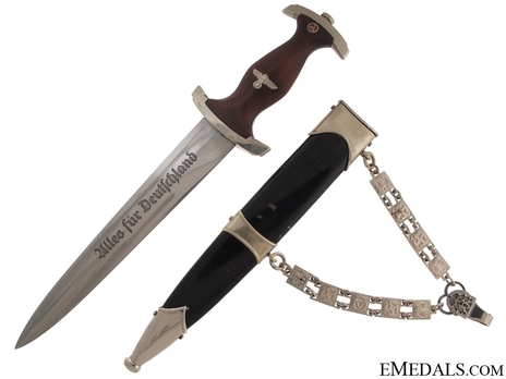NSKK M36 Chained Service Dagger by F. Herder Obverse with Scabbard