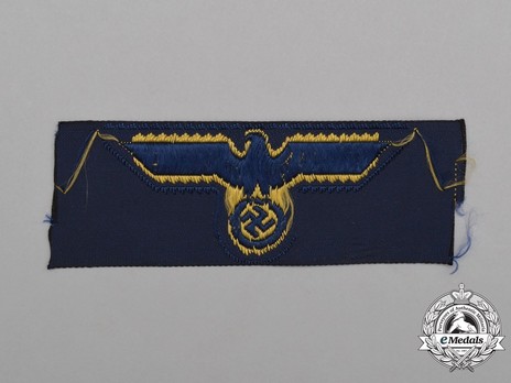 Kriegsmarine Gold On Blue Cloth Cap Eagle Insignia (Machine-Woven version) Reverse