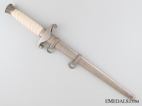 German Army Unmarked White Grip Officer’s Dagger Reverse in Scabbard