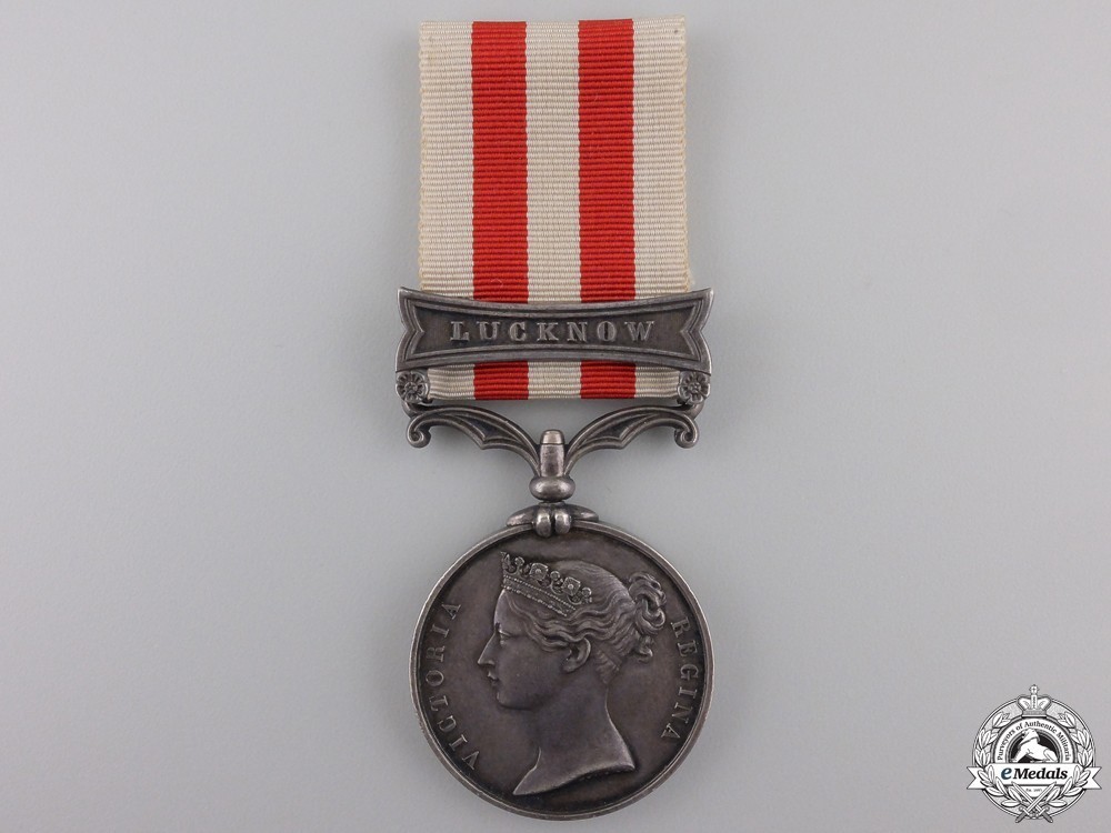 Silver medal with lucknow clasp stamped w. wyon r.a. l.c. wyon obverse