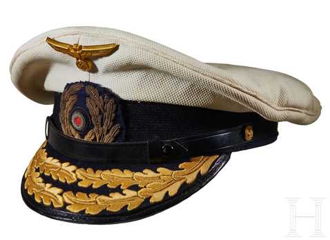 Afrikakorps Kriegsmarine White Admiral Rank Visor Cap Profile Left