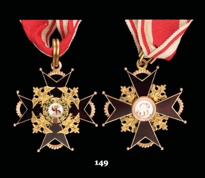 Order of Saint Stanislaus, Type I, Civil Division, II Class Cross (in black enamel, reduced size)