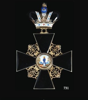 Order of St. Anne, Type III, Civil Division, I Class Cross (in black enamel with Imperial crown) Obverse
