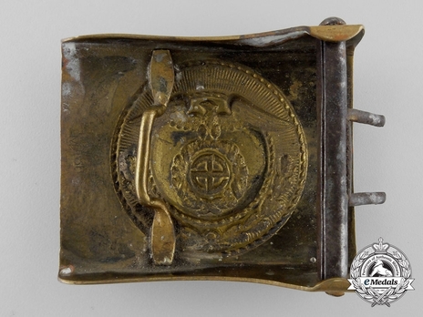 SA Enlisted Ranks Belt Buckle (with sunwheel swastika) (brass & RZM marked version) Reverse