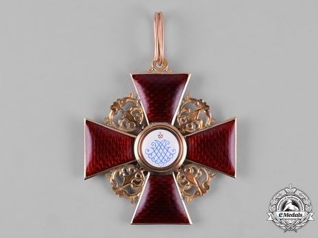 Order of St. Anne, Type II, Civil Division, I Class Badge (in gold) Reverse