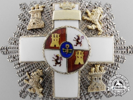 2nd Class Breast Star (white distinction) (with coat of arms of Castile and Leon, and Royal Crown) (1975-2014) (Silver and Silver gilt) Obverse