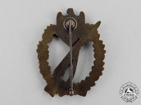 Infantry Assault Badge, by Unknown Maker: M.K. (in bronze) Reverse