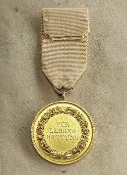 Life Saving Medal, Type II, in Gold Reverse