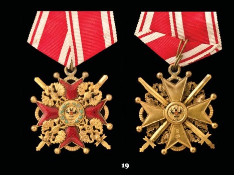 Order of Saint Stanislaus, Type II, Military Division, III Class Cross (provisional government, for non-Christians) Obverse and Reverse