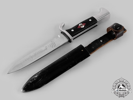 HJ Knife (with motto) Obverse with Scabbard