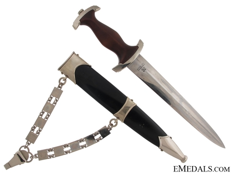 NSKK M36 Chained Service Dagger by F. Herder Reverse with Scabbard