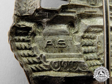 Panzer Assault Badge, in Silver, by A. Scholze Detail