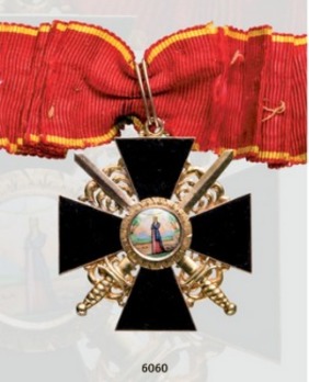 Order of St. Anne, Type II, Military Division, III Class Cross (in black enamels)