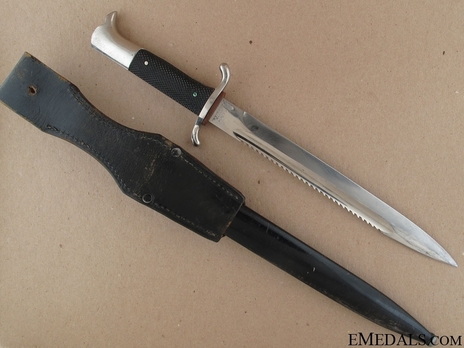 German Fire Protection Police NCO's Sawback Dress Bayonet Reverse with Scabbard