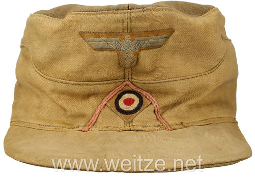 German Army Armoured NCO/EM's Tropical Visored Field Cap M43 with Soutache Front