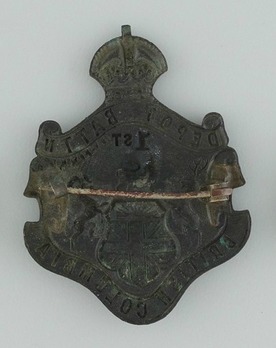 British Columbia 1st Depot Battalion Other Ranks Cap Badge (Browning Copper) Reverse