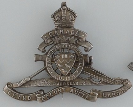 McGill University Overseas Siege Artillery Draft Officers Cap Badge Obverse
