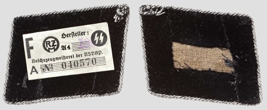 Waffen-SS Pre-1942 Oberführer Collar Tabs Reverse