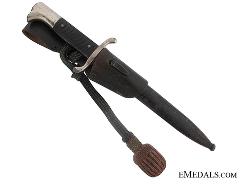 German Fire Protection Police Officer's Sawback Dress Bayonet Obverse in Scabbard