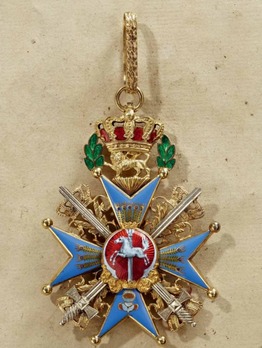 Dukely Order of Henry the Lion, Commander Cross with Swords (through middle) Obverse