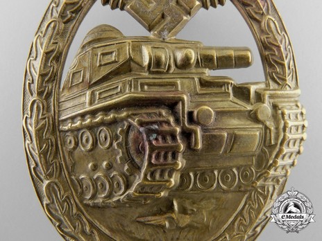 Panzer Assault Badge, in Bronze, by B. H. Mayer Detail