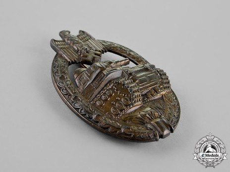 Panzer Assault Badge, in Bronze, by Unknown Maker: AS in Triangle Obverse