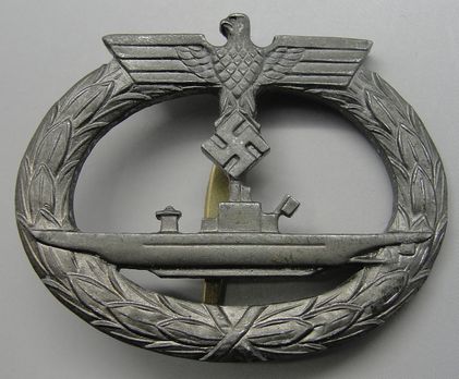 Submarine War Badge, by P. Meybauer (in zinc) Obverse