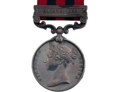Silver Medal (with "HAZARA 1891" clasp) Obverse