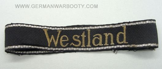 Waffen-SS Westland NCO/EM's Cuff Title (RZM machine-embroidered version) Obverse