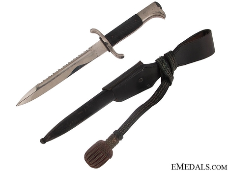 German Fire Protection Police Officer's Sawback Dress Bayonet Reverse with Scabbard
