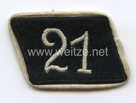 Allgemeine SS 21st Standarte Unit Collar Tab Obverse