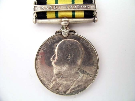 Silver Medal (with "NANDI 1905-06" clasp) Obverse