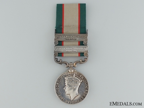 Silver Medal (with "NORTH WEST FRONTIER 1936-37" and "NORTH WEST FRONTIER 1937-39" clasps) Obverse