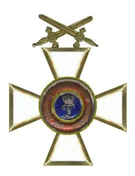 House Order of Duke Peter Friedrich Ludwig, Military Division, Officer (swords on ring) Obverse