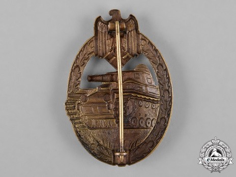 Panzer Assault Badge, in Bronze, by K. Wurster (in tombac) Reverse