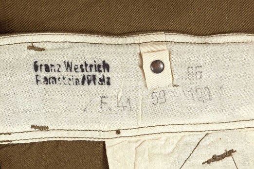 German Army Tropical Field Service Trousers (EM version) Maker Mark