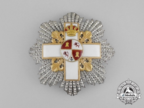 2nd Class Breast Star (white distinction) (with Fleur de Lys and Royal Crown) (Gold and Silver) Obverse