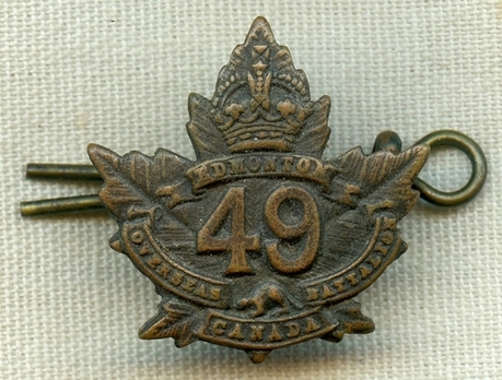 49th Infantry Battalion Other Ranks Collar Badge Obverse