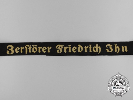 Kriegsmarine Zerstörer Friedrich Ihn Cap Tally Ribbon Obverse