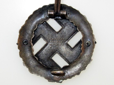 General Gau Honour Badge, in Silver (1925) Reverse
