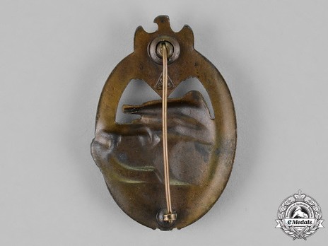 Panzer Assault Badge, in Bronze, by Unknown Maker: AS in Triangle Reverse