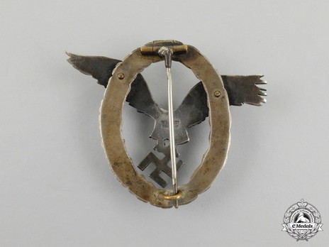 Pilot Badge, by C. E. Juncker (in tombac) Reverse