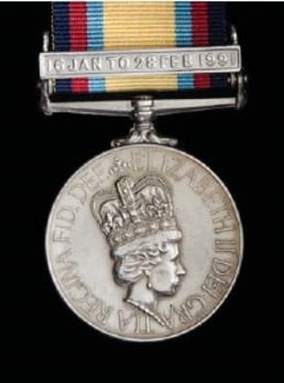 Gulf Medal (with "16 JAN TO 28 FEB 1991" clasp)