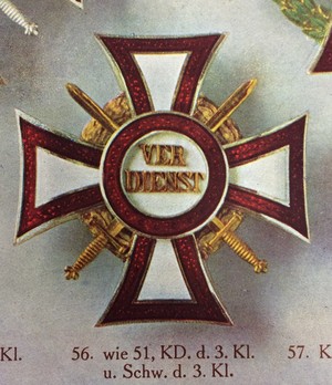 Military Merit Cross, Type II, Military Division, II Class Cross (with III Class Decoration and Gold Swords)